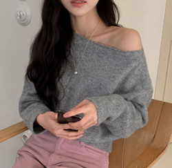 Feminine Boat Neck Knit (5color)