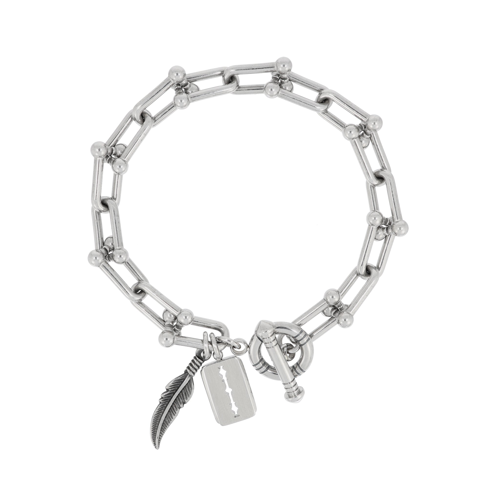 Razor Feather Toggle Bar Bracelet