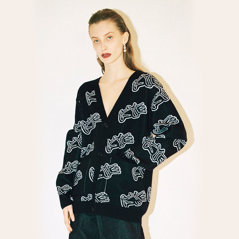 LOGO JACQUARD OVERSIZED CARDIGAN (KYTZ7CDR01W)