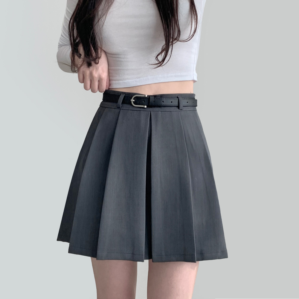 [Belt set] Roache Pleats Mini Skirt