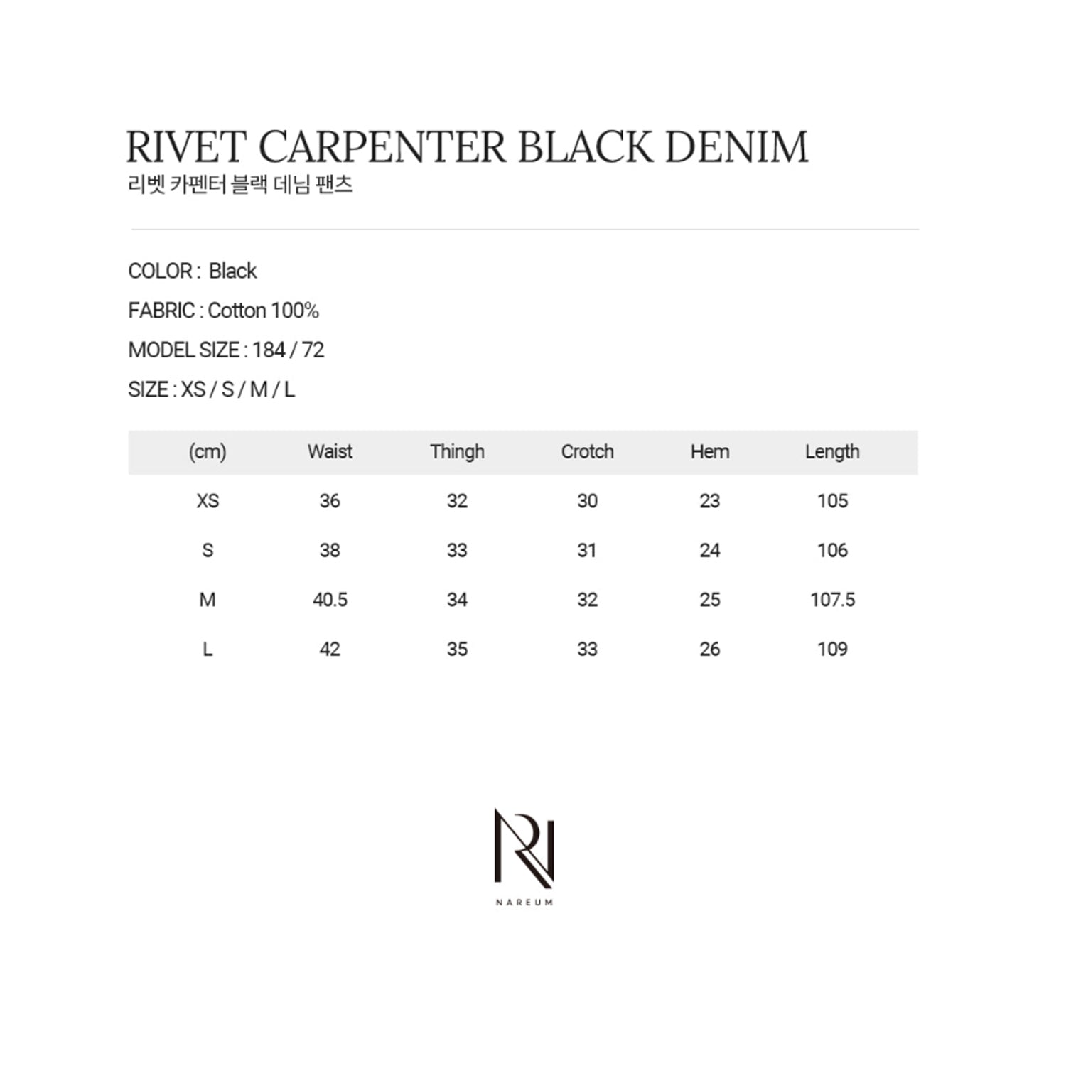 RIVET CARPENTER BLACK DENIM