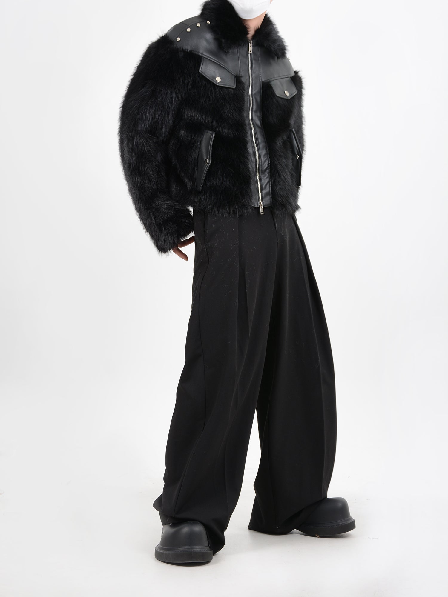 heavyweight leather anti-mink fur coat