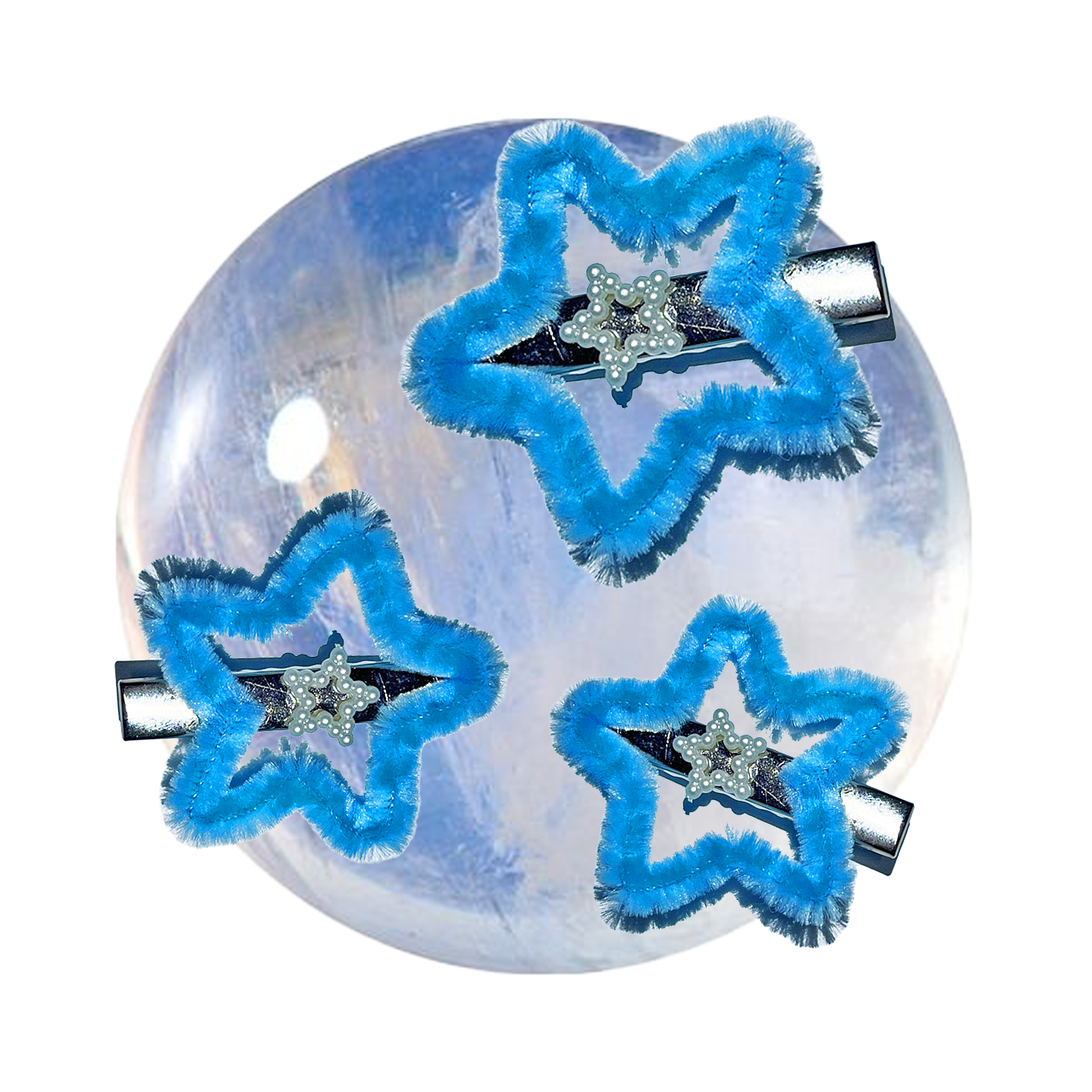 Blue baby fur hairpin