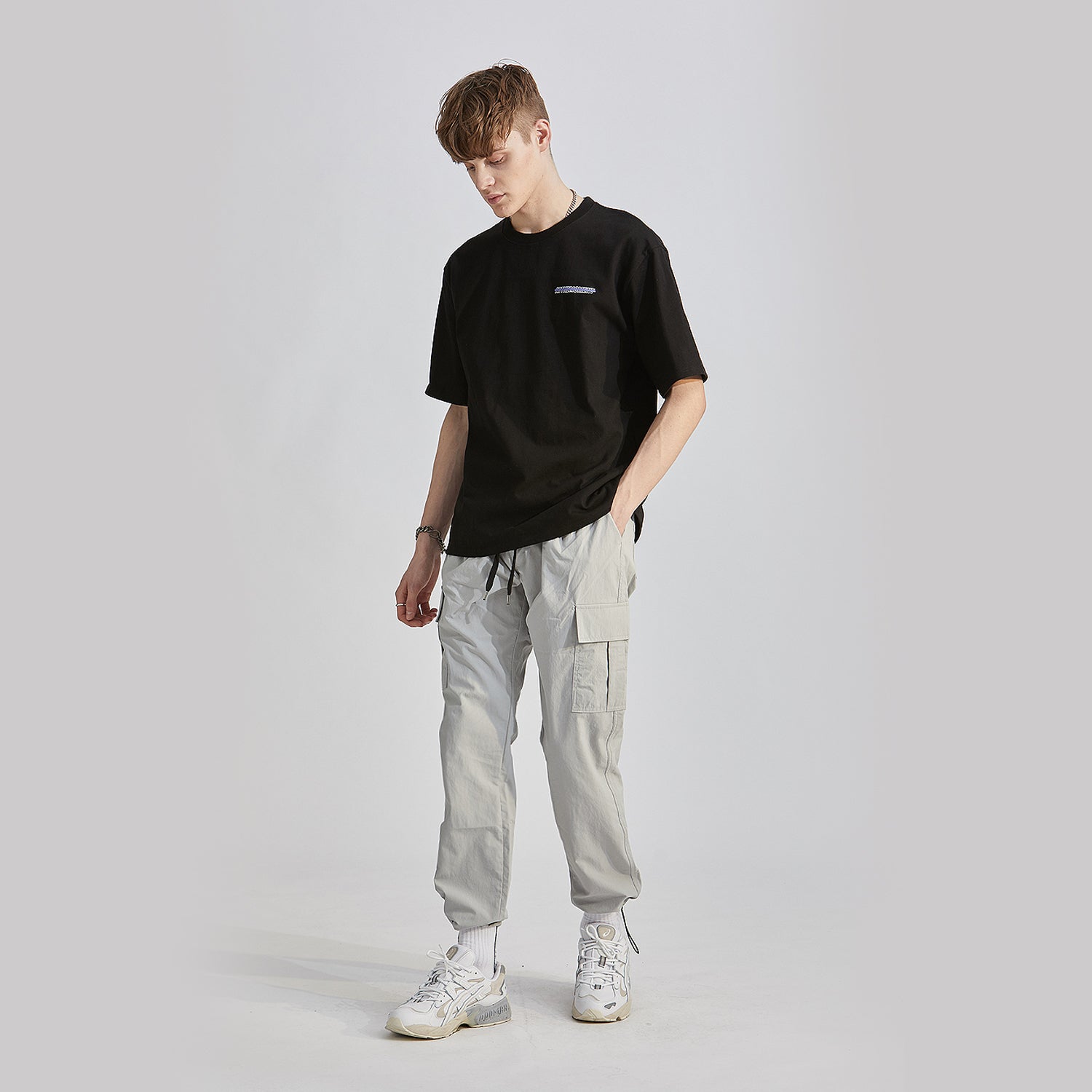 String Cargo Jogger Pants (LIGHT GRAY)