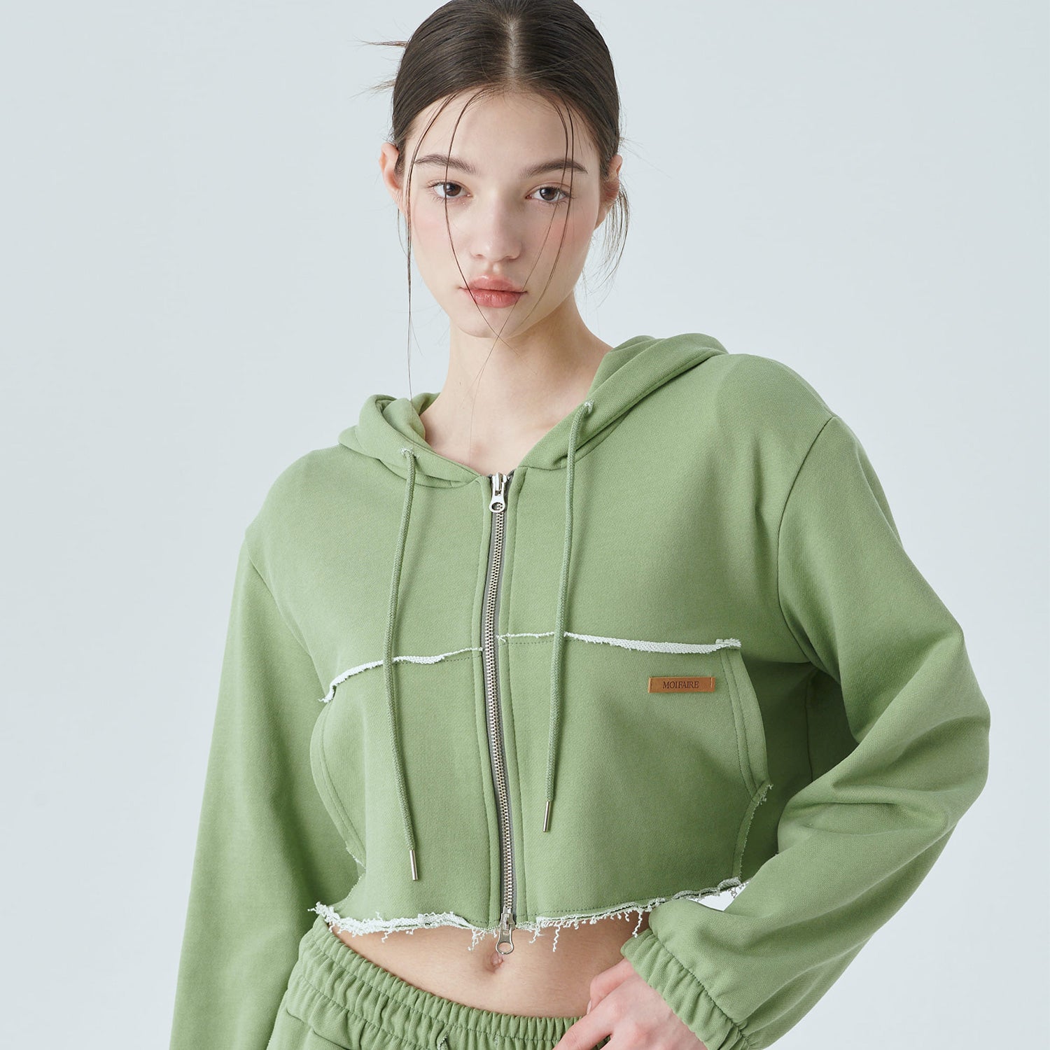 PIGMENT DYEING HOODIE ZIP-UP / GREEN