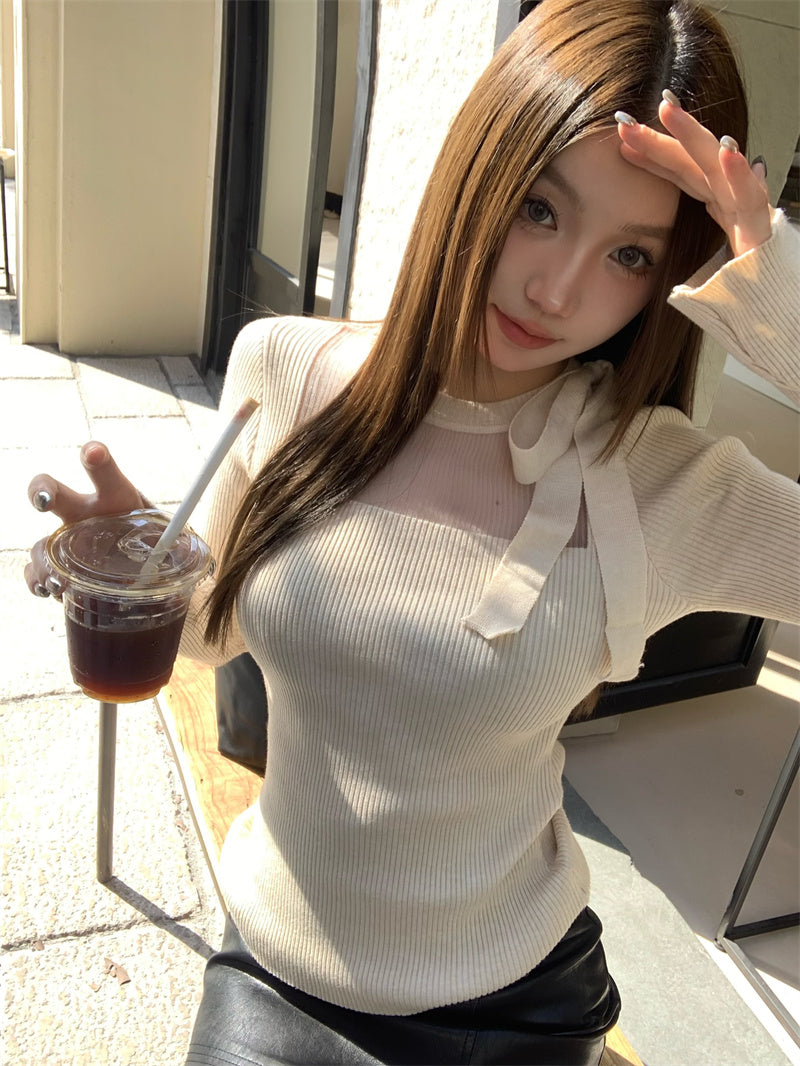 High-end bow knit top