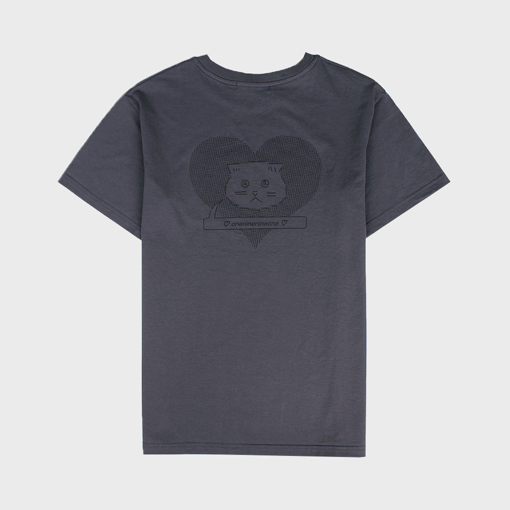 EMOJI CAT OVER FIT TEE_CHARCOAL GREY