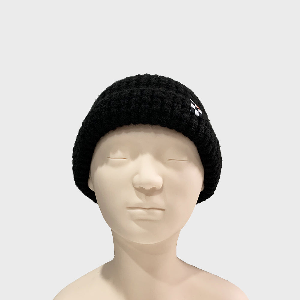 WOOL WAFFLE BEANIE BLACK