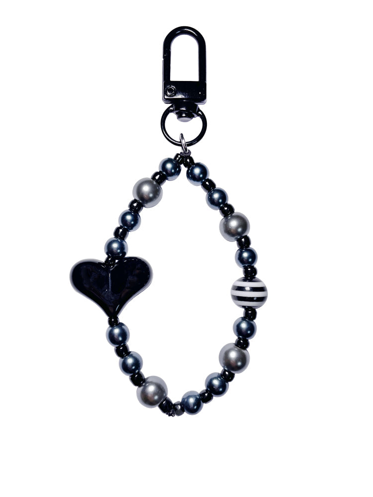 Black Heart Beads Key-ring