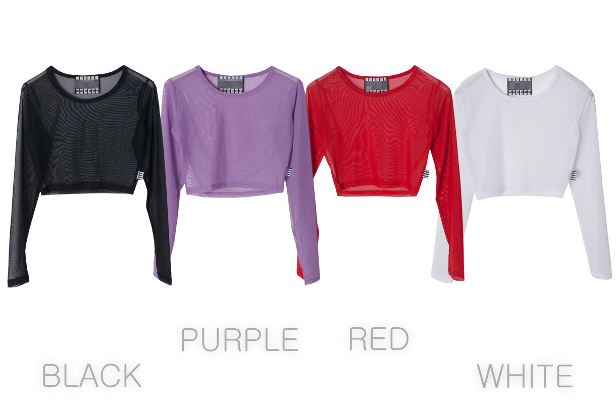 TOP(6348) Layered Long Sleeve Mesh Tee