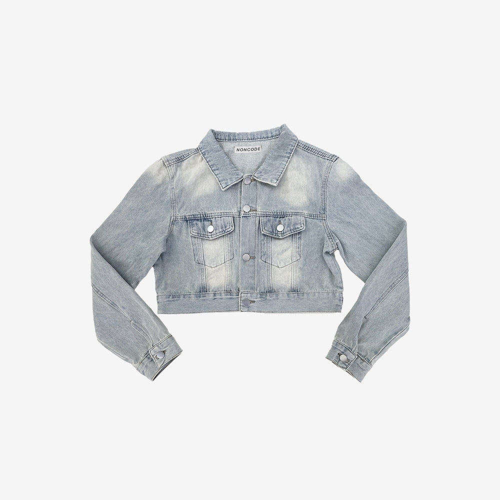 [NONCODE] Laure Denim Crop Jacket + Denim Pants Set