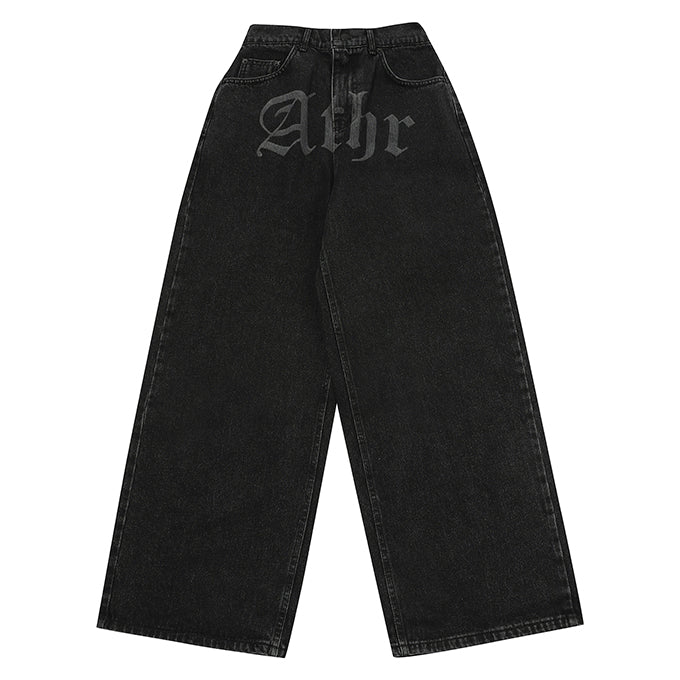 BLACK OVERSIZE ATHR POINT DENIM PANTS