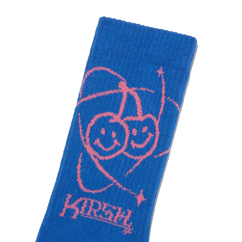 DOODLE CHERRY PLANET GRAPHIC SOCKS [BLUE]