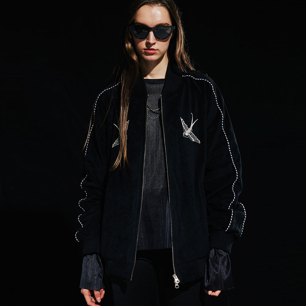 SP VELVET SWALLOW SOUVENIR JACKET-BLACK