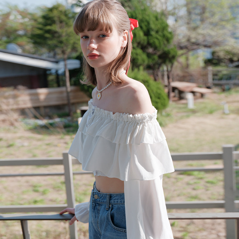 TARGETTO 】ハート リンクル クロップ シャツ / HEART WRINKLE CROP SHIRT-