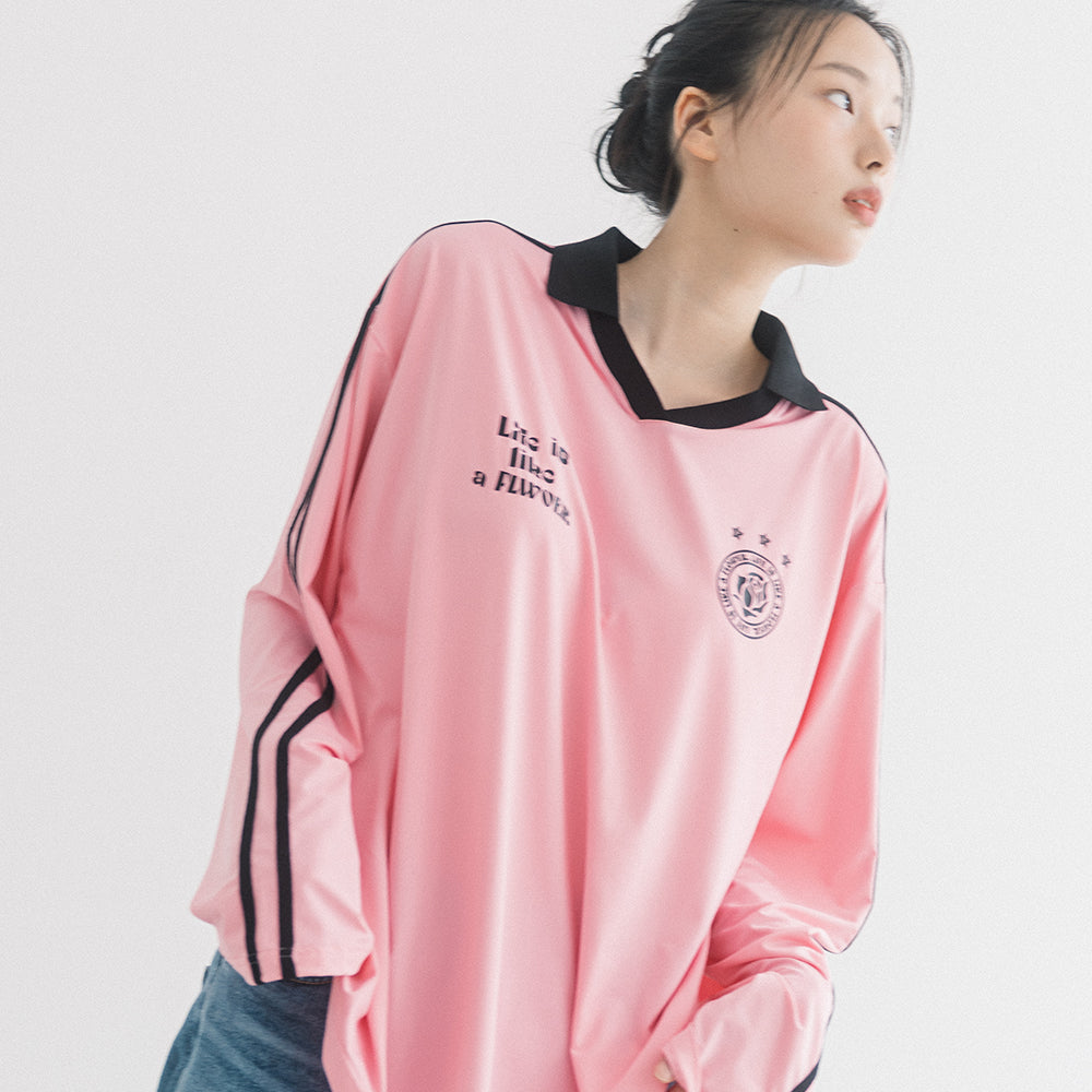 UNIFORM V-NECK JERSEY L/S TEE(PINK)