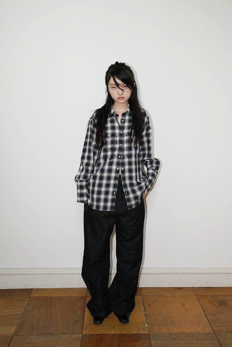 RAW EDGE BUTTON UP SHIRT IN CHECK