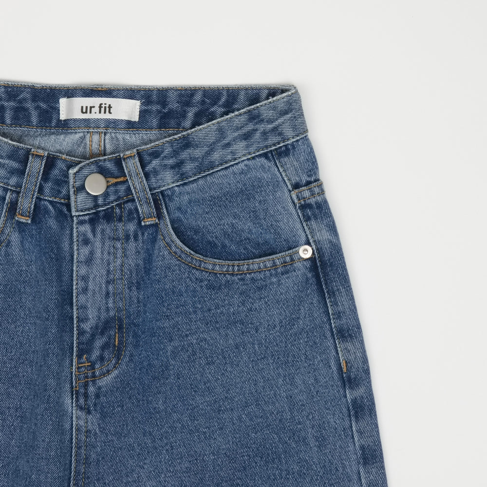 LETTERING STRAIGHT FIT DENIM PANTS [6886]