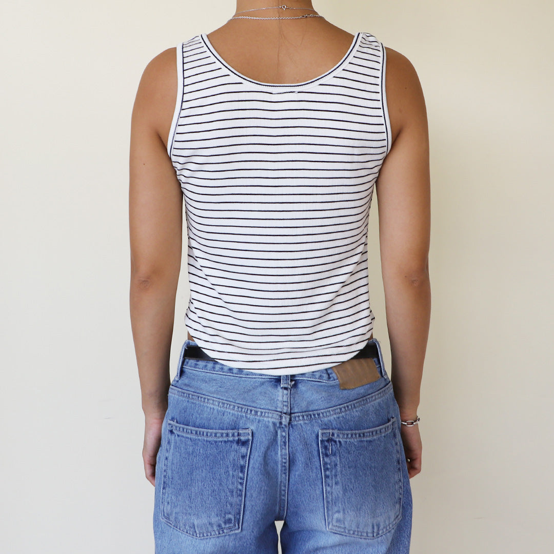 STRIPE CROP SLEEVELESS (IVORY)