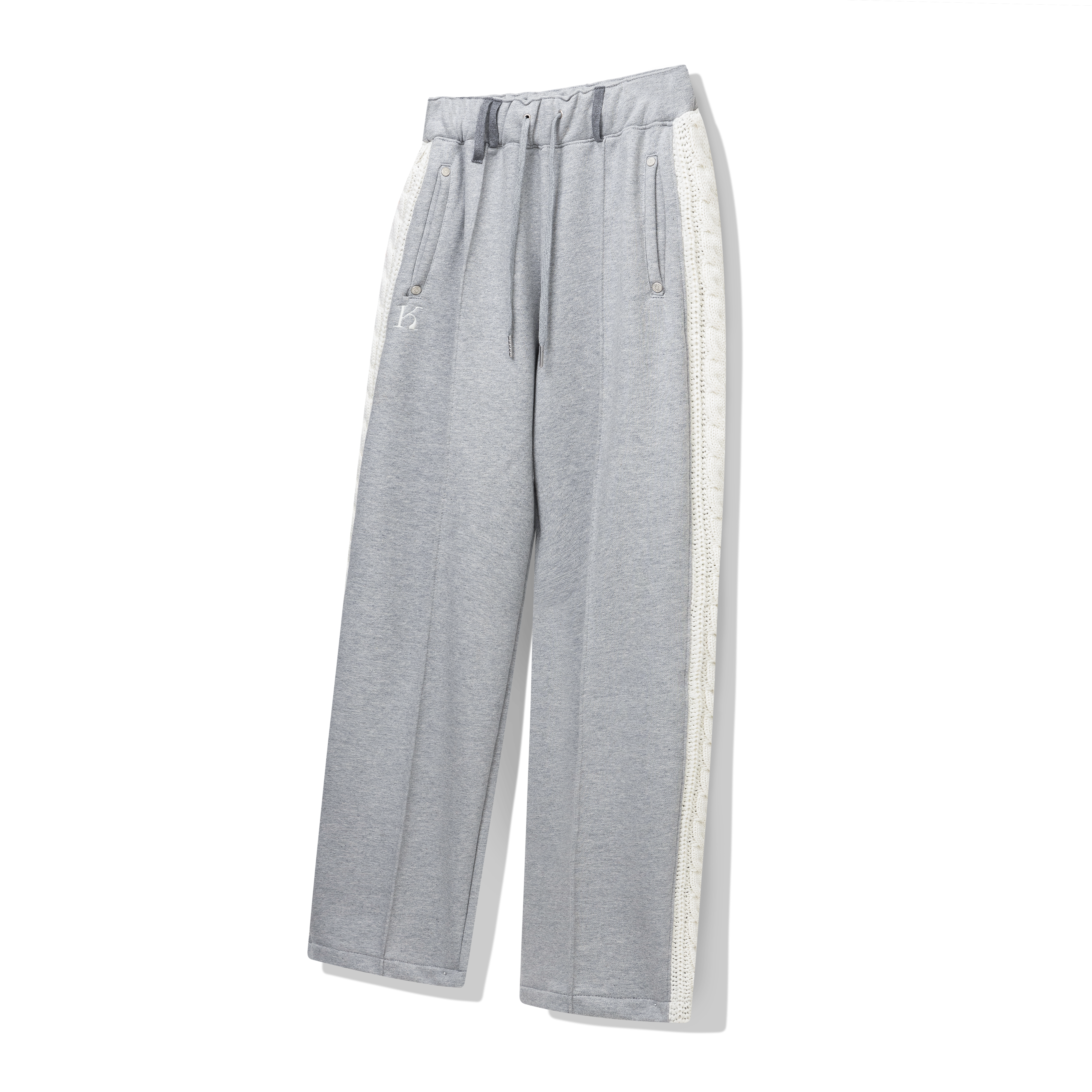 Mixed Fabric Knit KUYRI K Track Pants (Melange Gray)