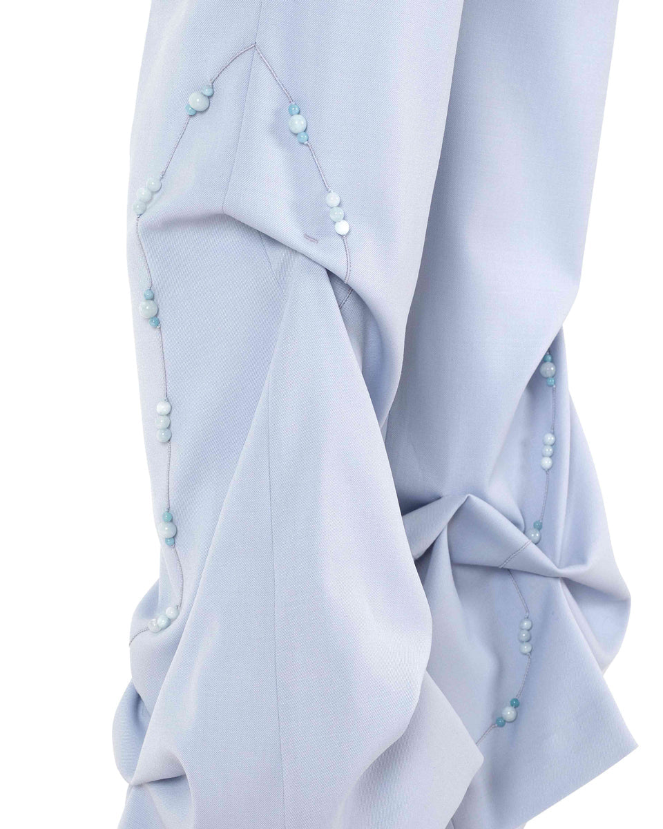 DOZI - Beaded Slim Trousers _ Sky Blue