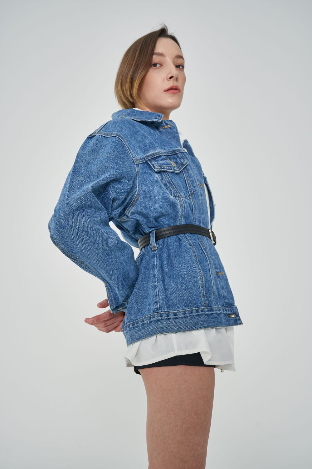 SEMI OVER FIT BELT SET DENIM JACKET [1000]