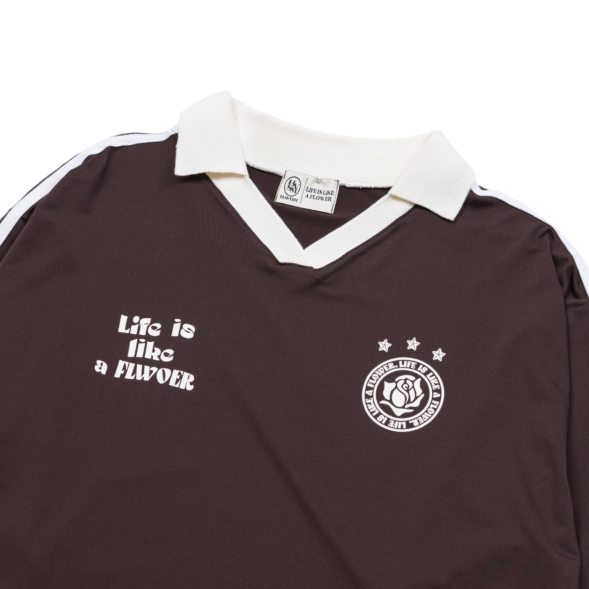 UNIFORM V-NECK JERSEY L/S TEE(BROWN)