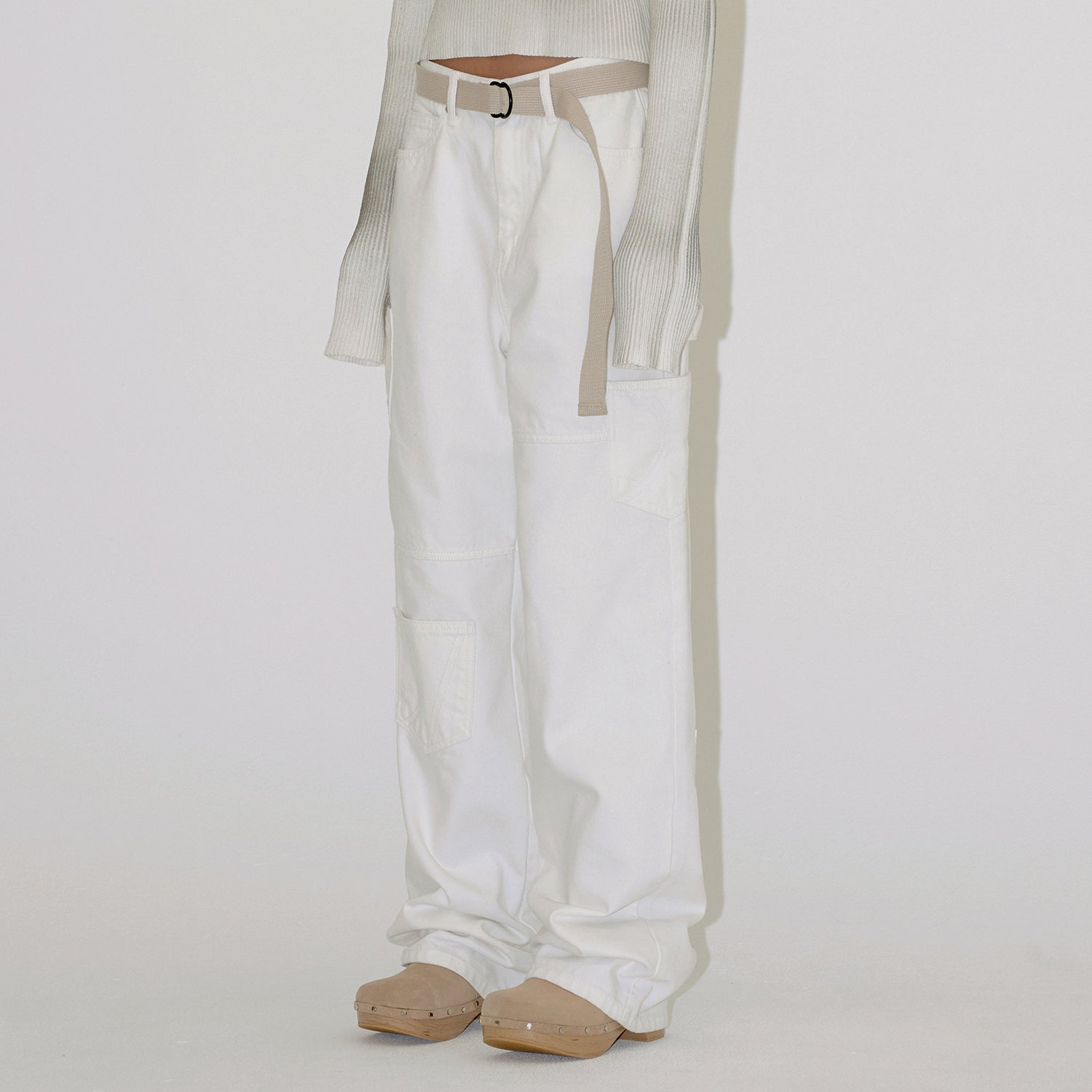 PATCH POCKET DENIM PANTS (white)