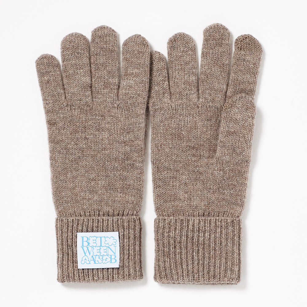 BUBBLE LABEL CASHMERE WOOL BLENDED GLOVES_MOCHA