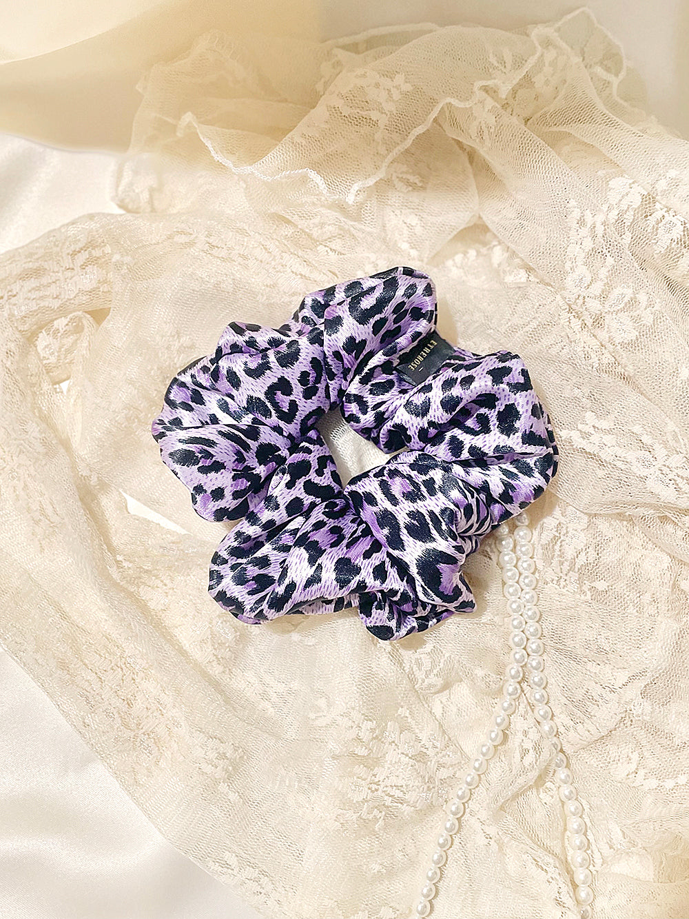 Leopard Printing Satin Hair Scrunchie (5color)