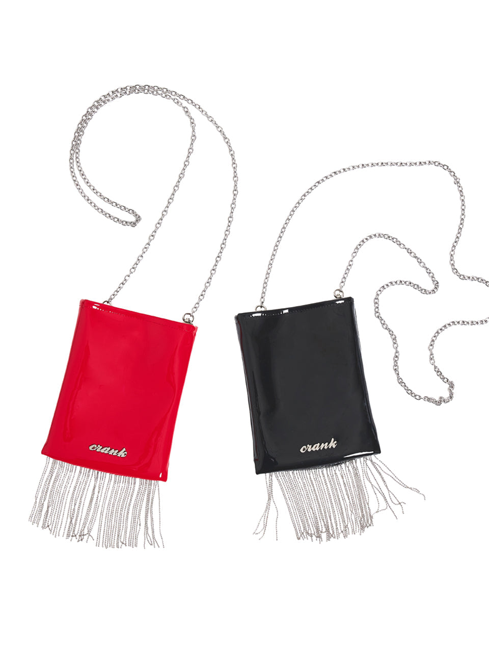 ENAMEL CHAIN FRINGE MINI BAG_BK