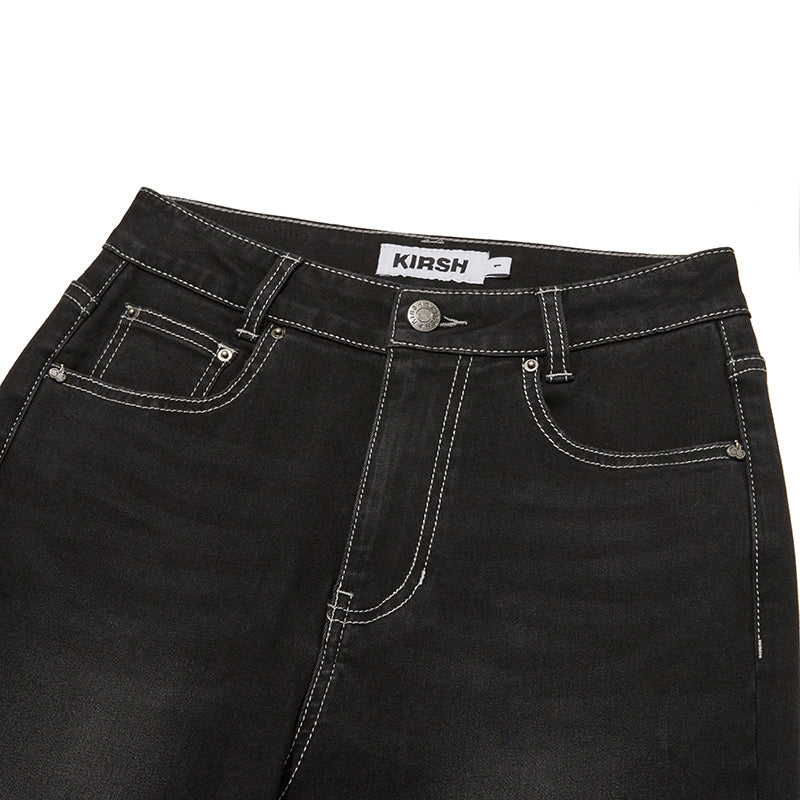 CHERRY SPAN SLIM-FIT DENIM PANTS [BLACK]