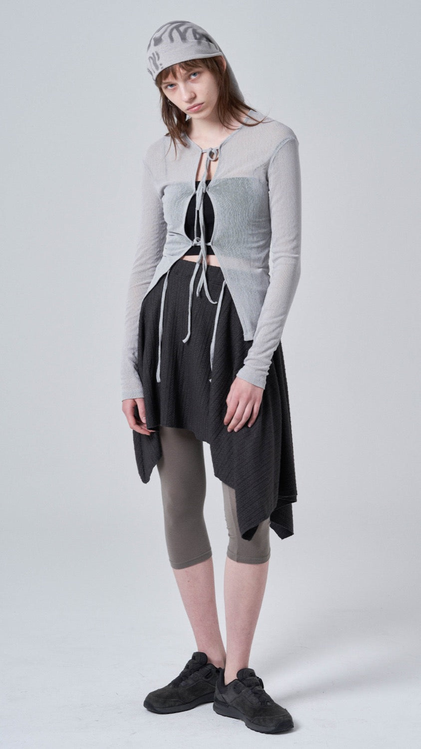 Unbalanced knit skirt_charcoal