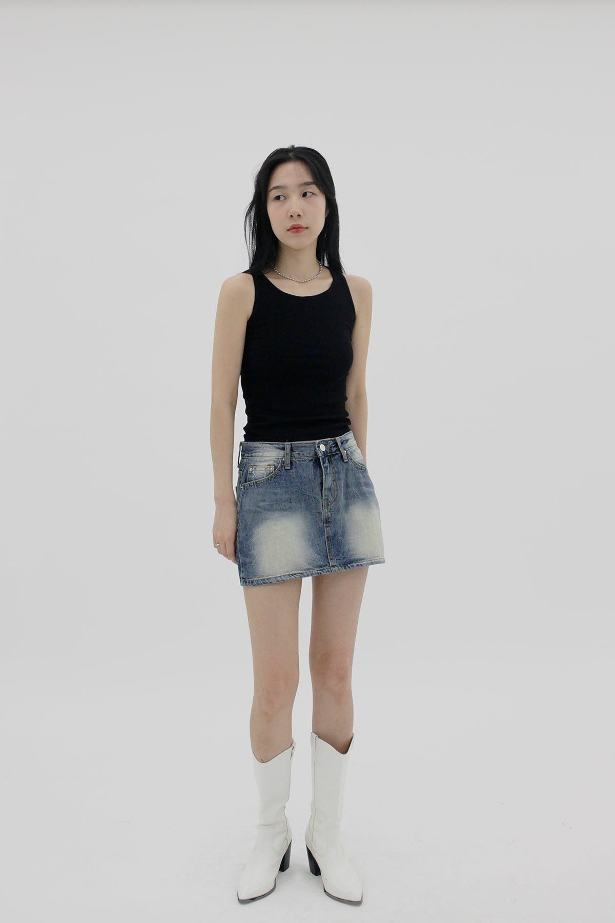 Low Rise Jean Jean Skirt