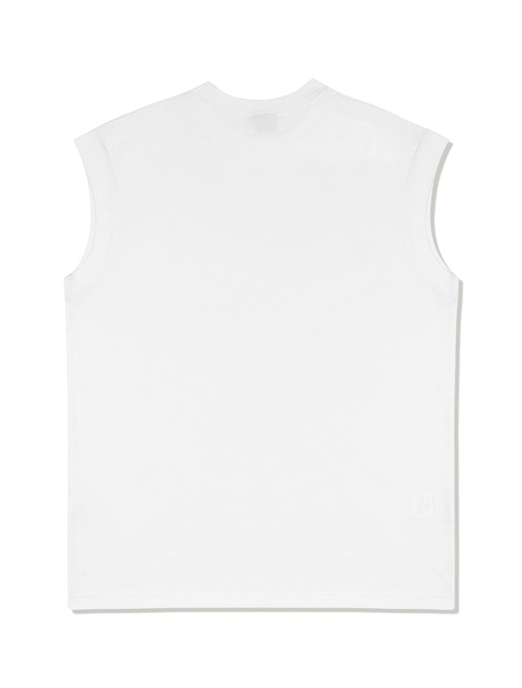 UNISEX Overfit Single MAISON Printing Sleeveless Top White(FCB2TS300M)