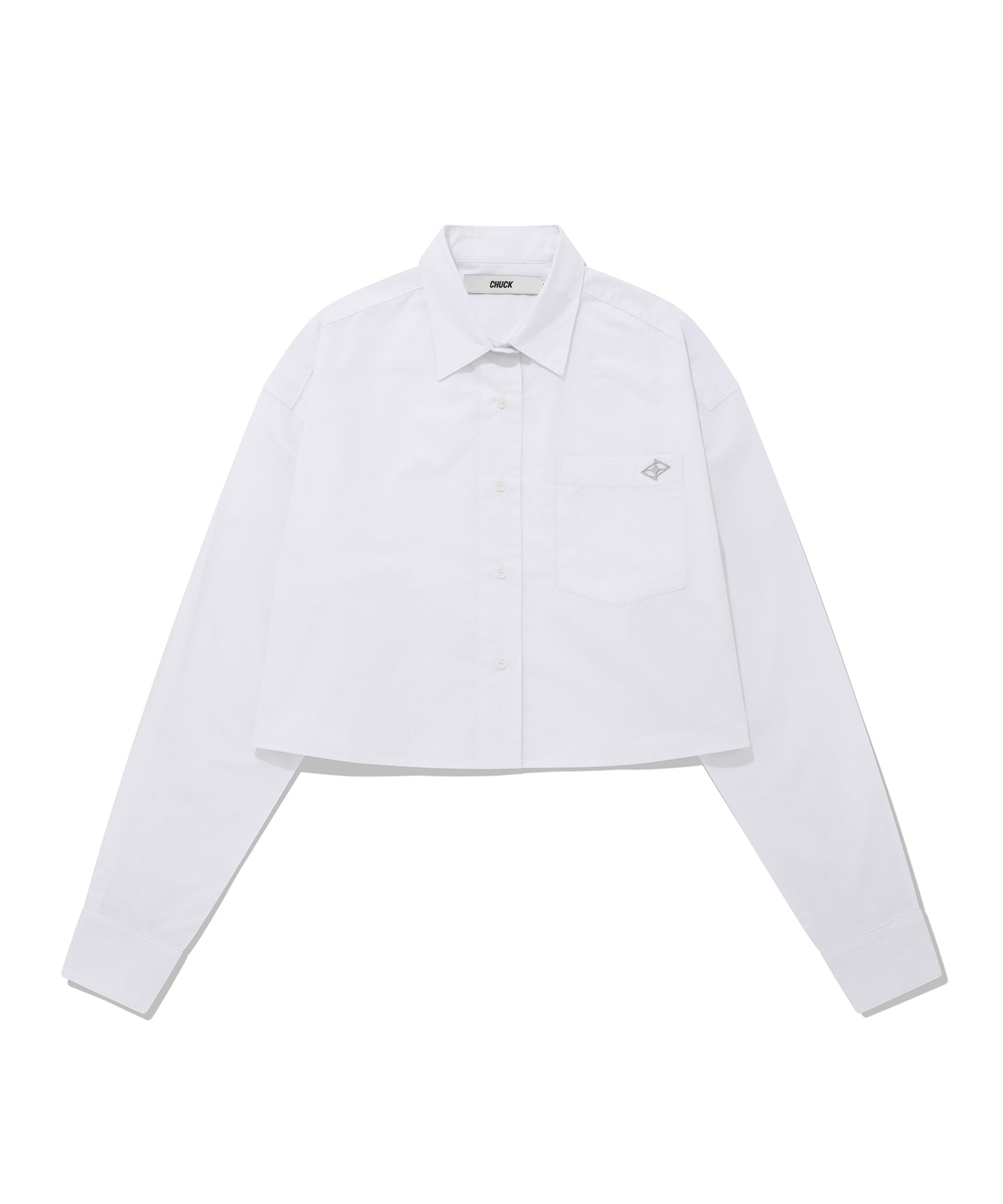 CHUCK シャープロゴクロップコットンシャツ / CHUCK SHARP LOGO CROP COTTON SHIRT (WHITE)