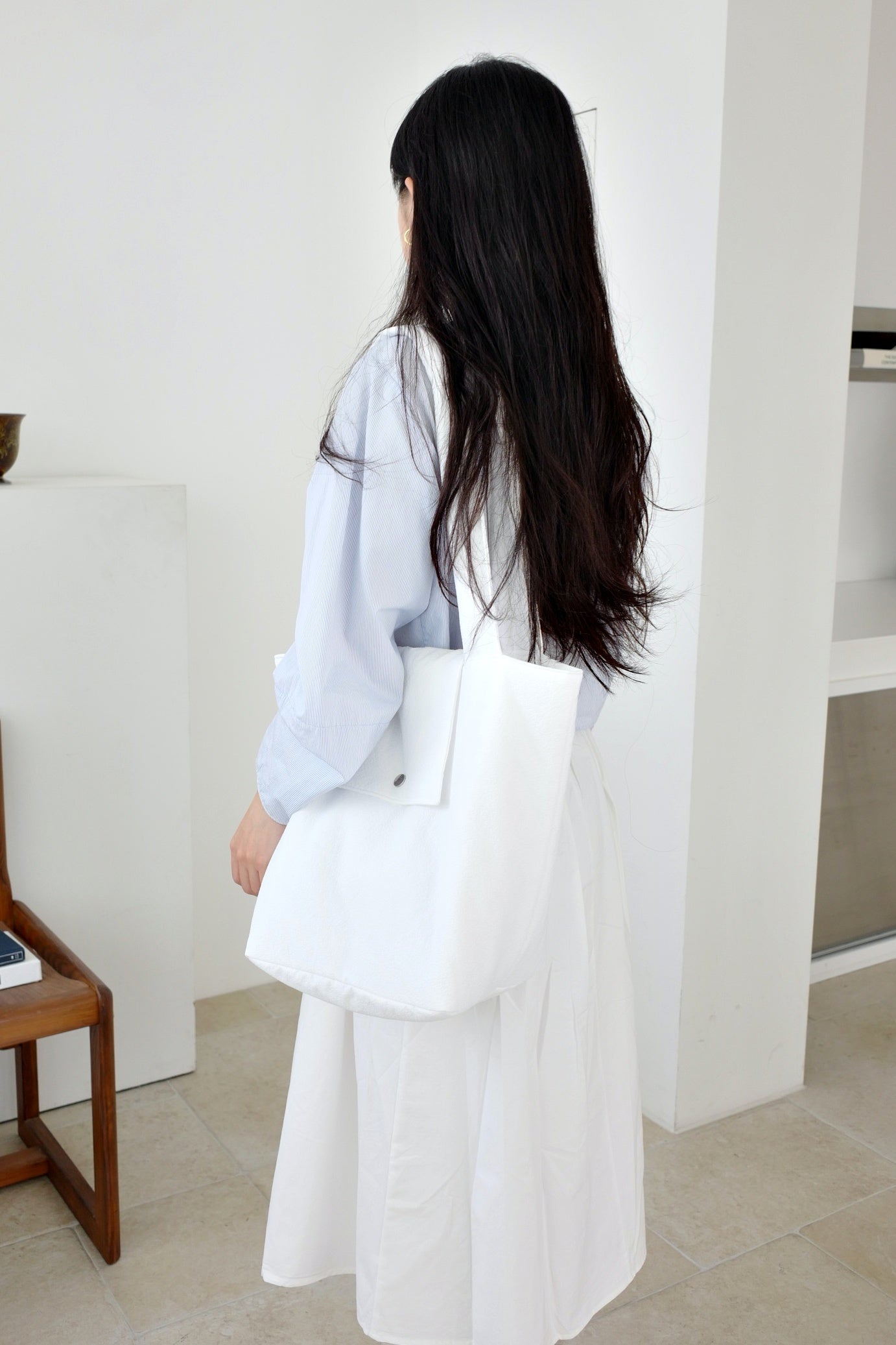 Seersucker padded bag (white)