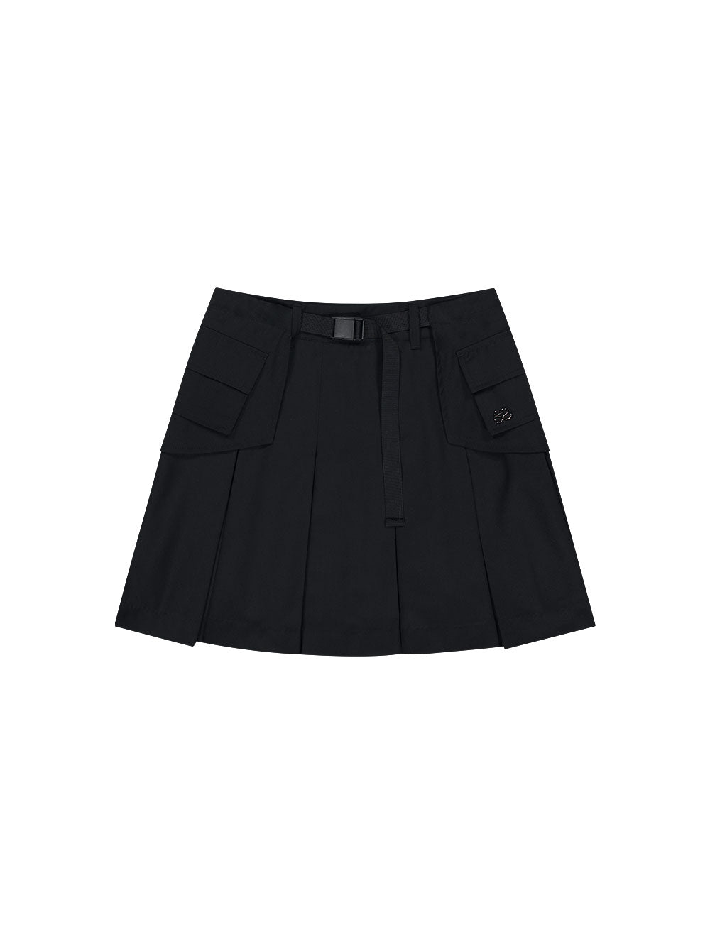 DETACHABLE POCKET PLEATED SKIRT [BLACK]