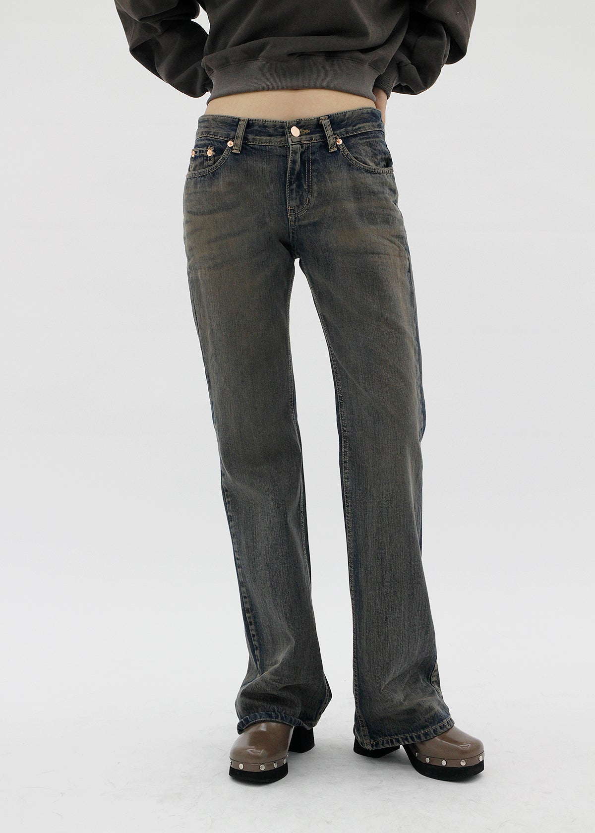 no.3003 Mocha Bootcut Denim Pants