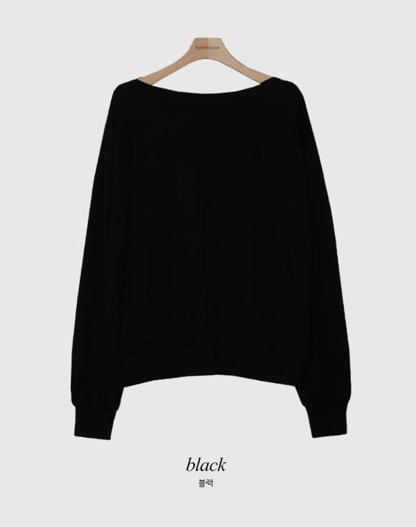 Border Off Shoulder Sweat Shirt (4color)