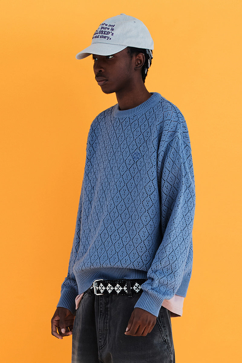 MESH ARGYLE KNIT / BLUE