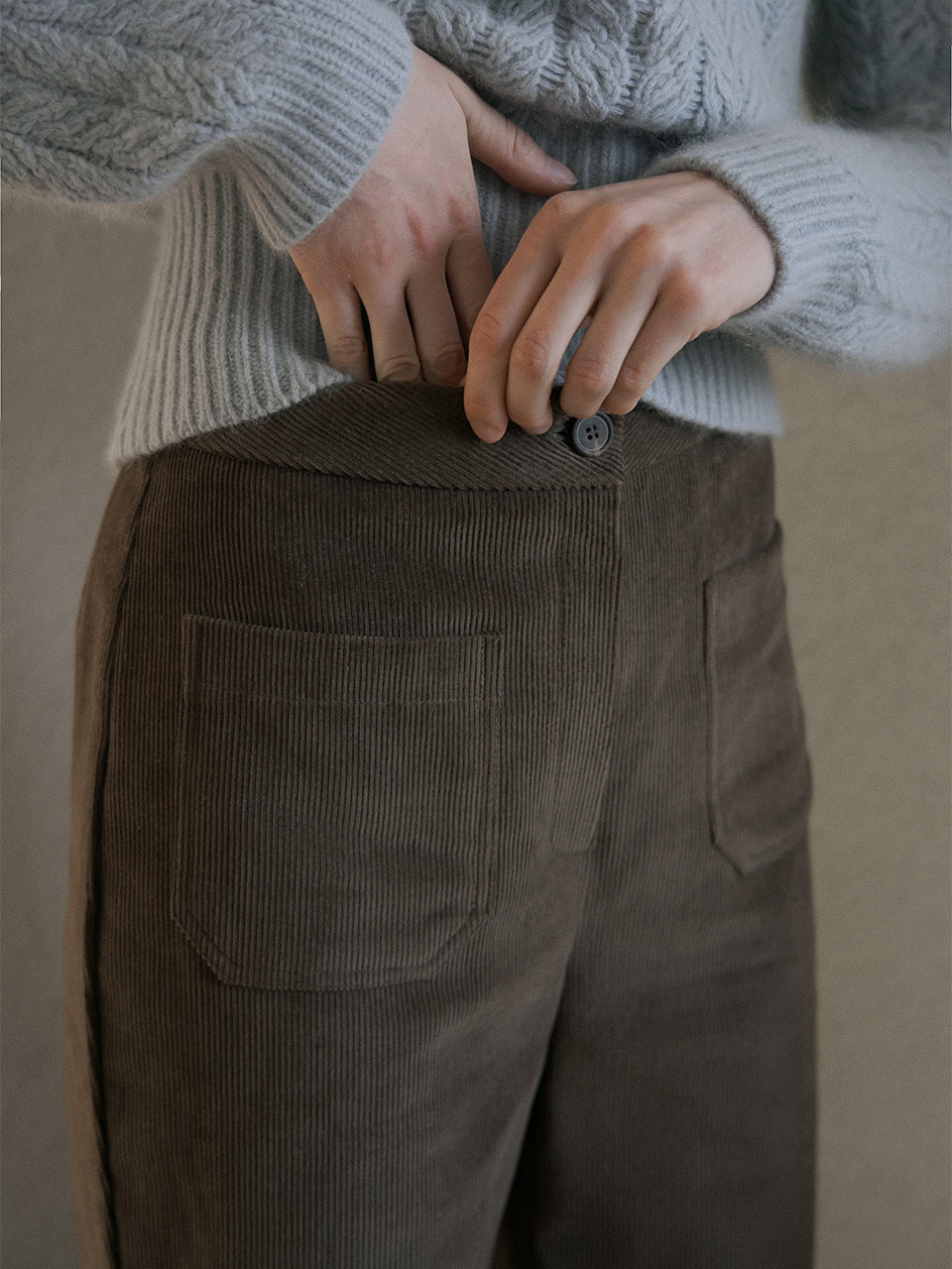 Corduroy wide pants