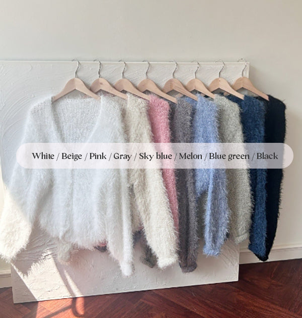 (8color) angel boucle fur cardigan