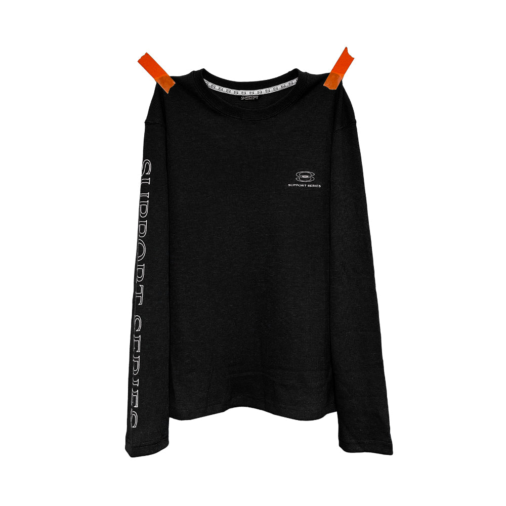 SUPPORT SERIES WAFFLE SWEAT SHIRT BLACK