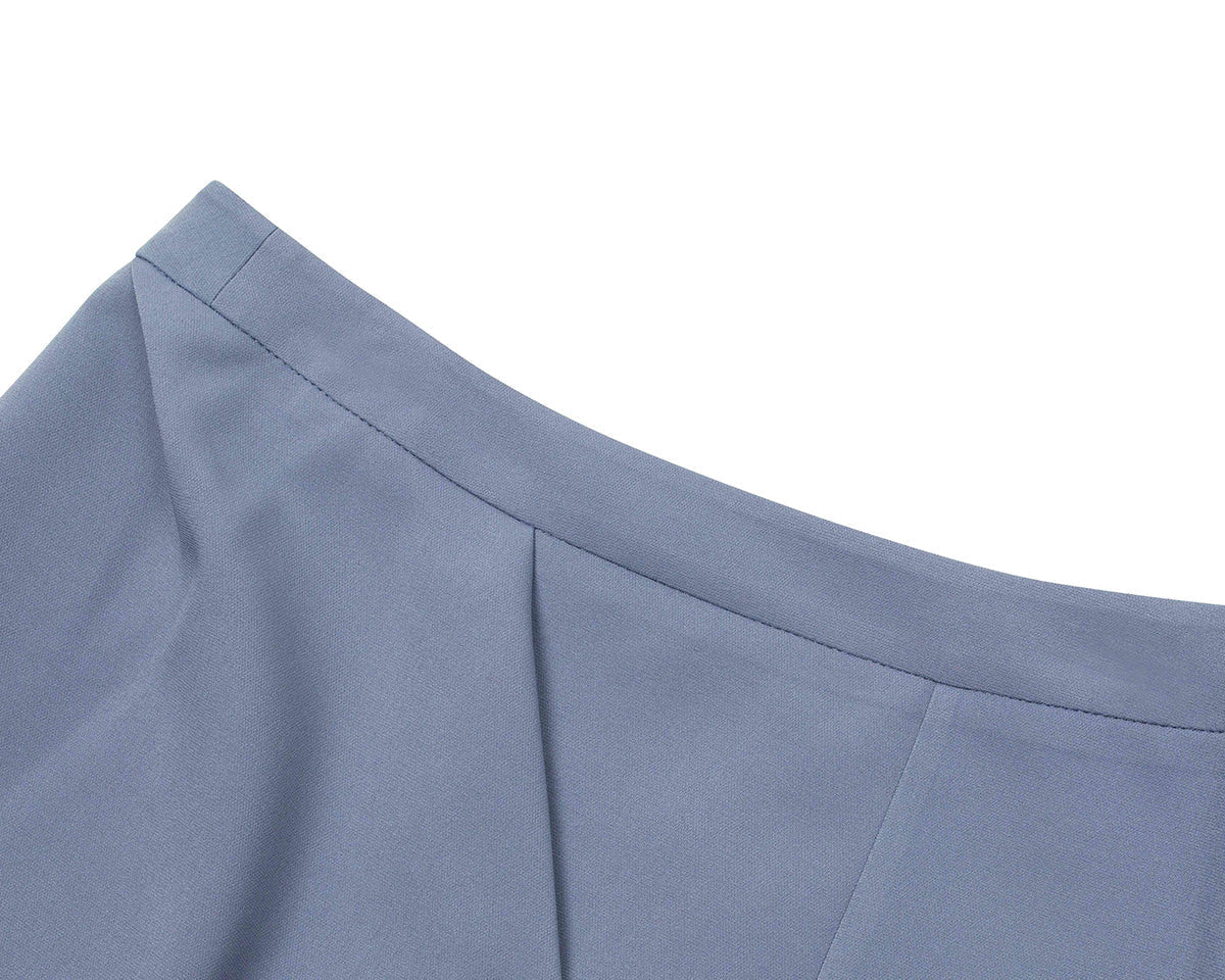 DOZI - Draped Slit Skirt _Bluegrey