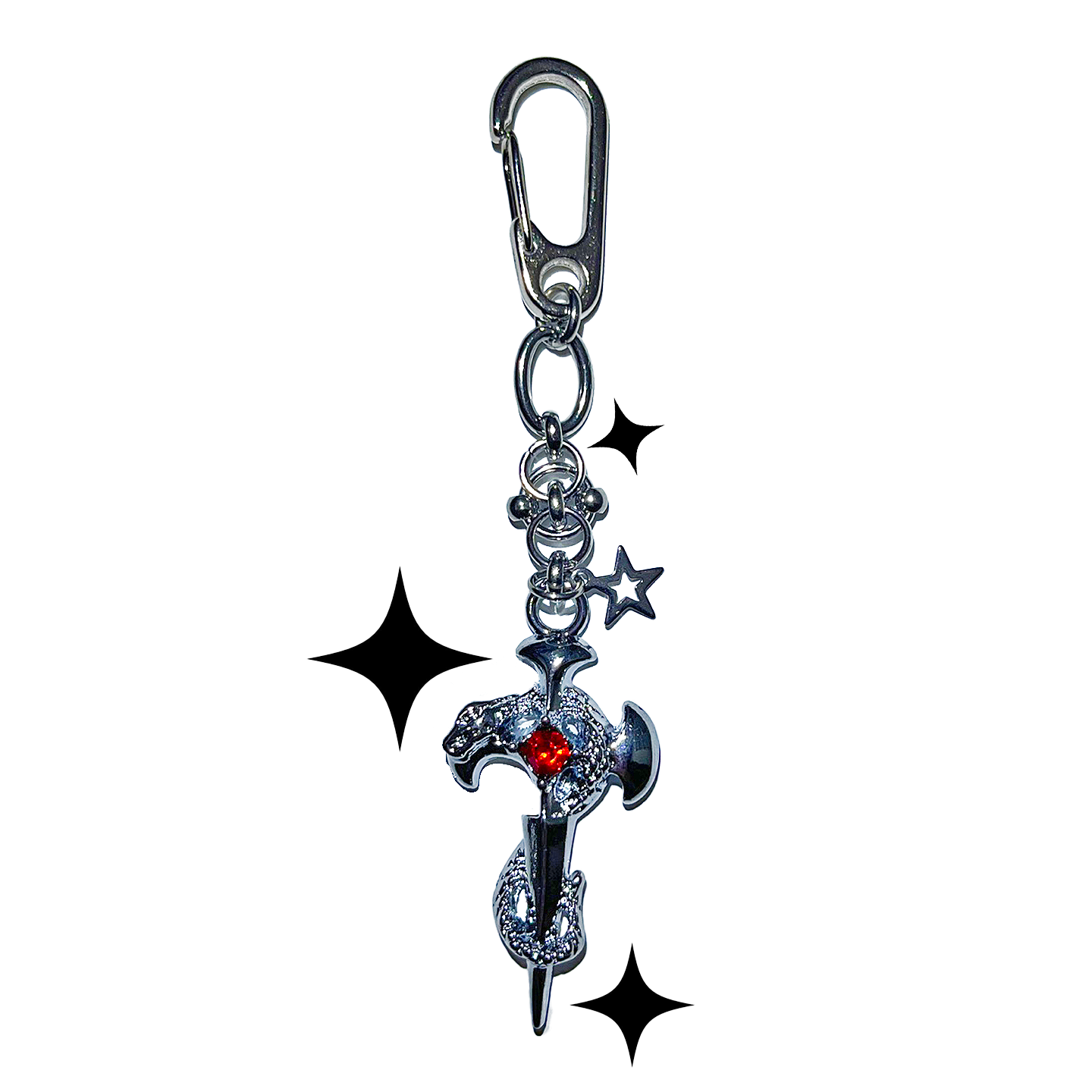 Pierced cross snake keychain