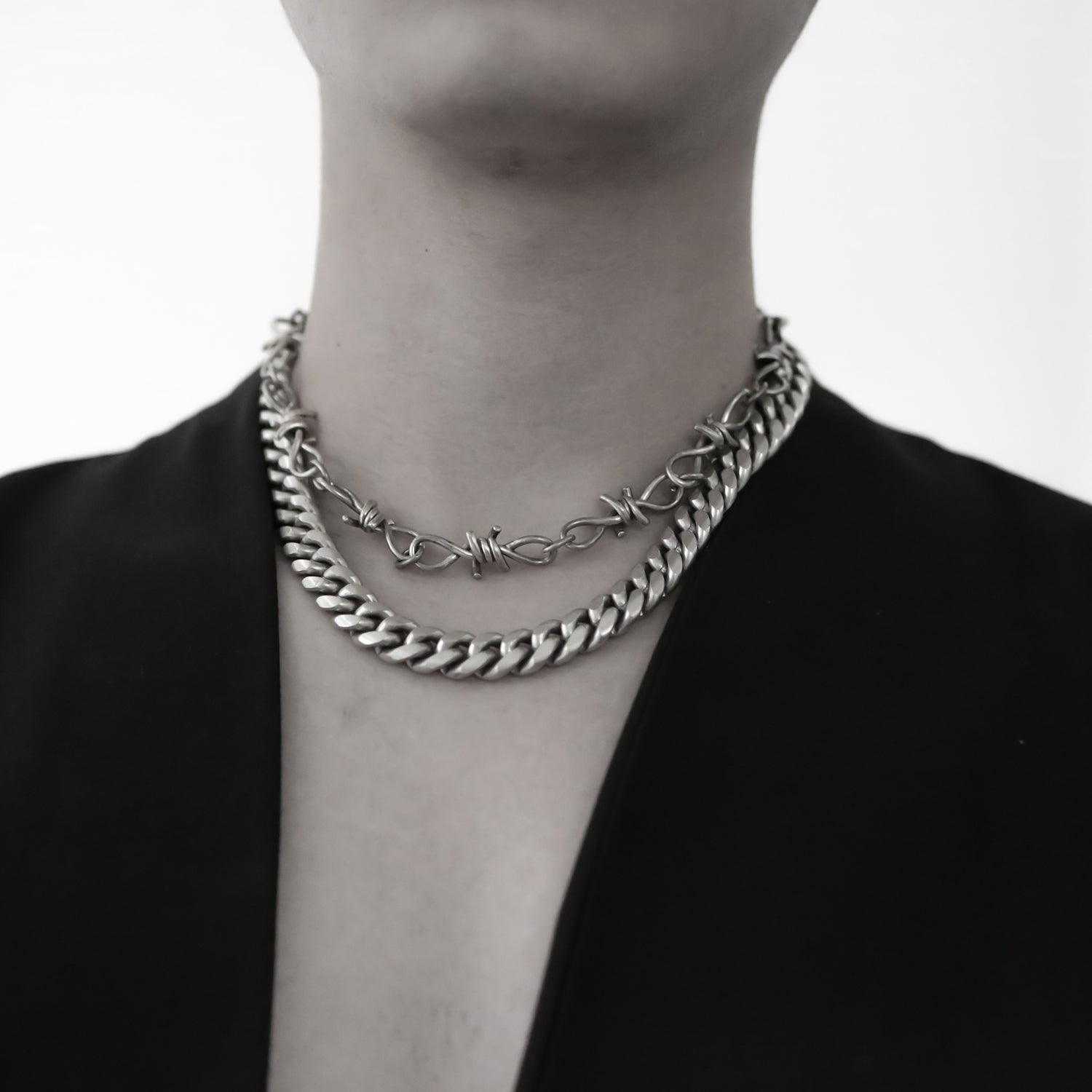 [BLESSEDBULLET]10mm thron link  necklace_vintage silver