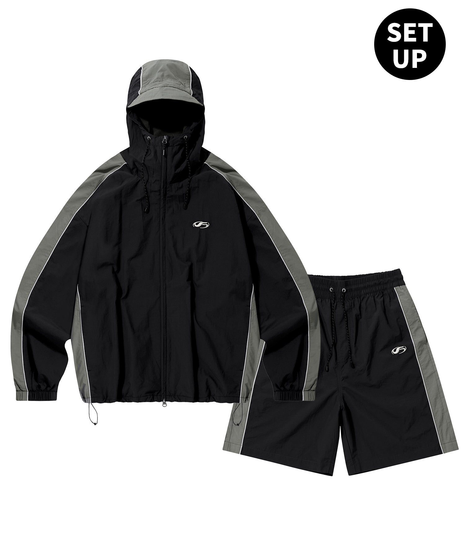 [SET]Sporty Symbol Logo Training Set Up-Black