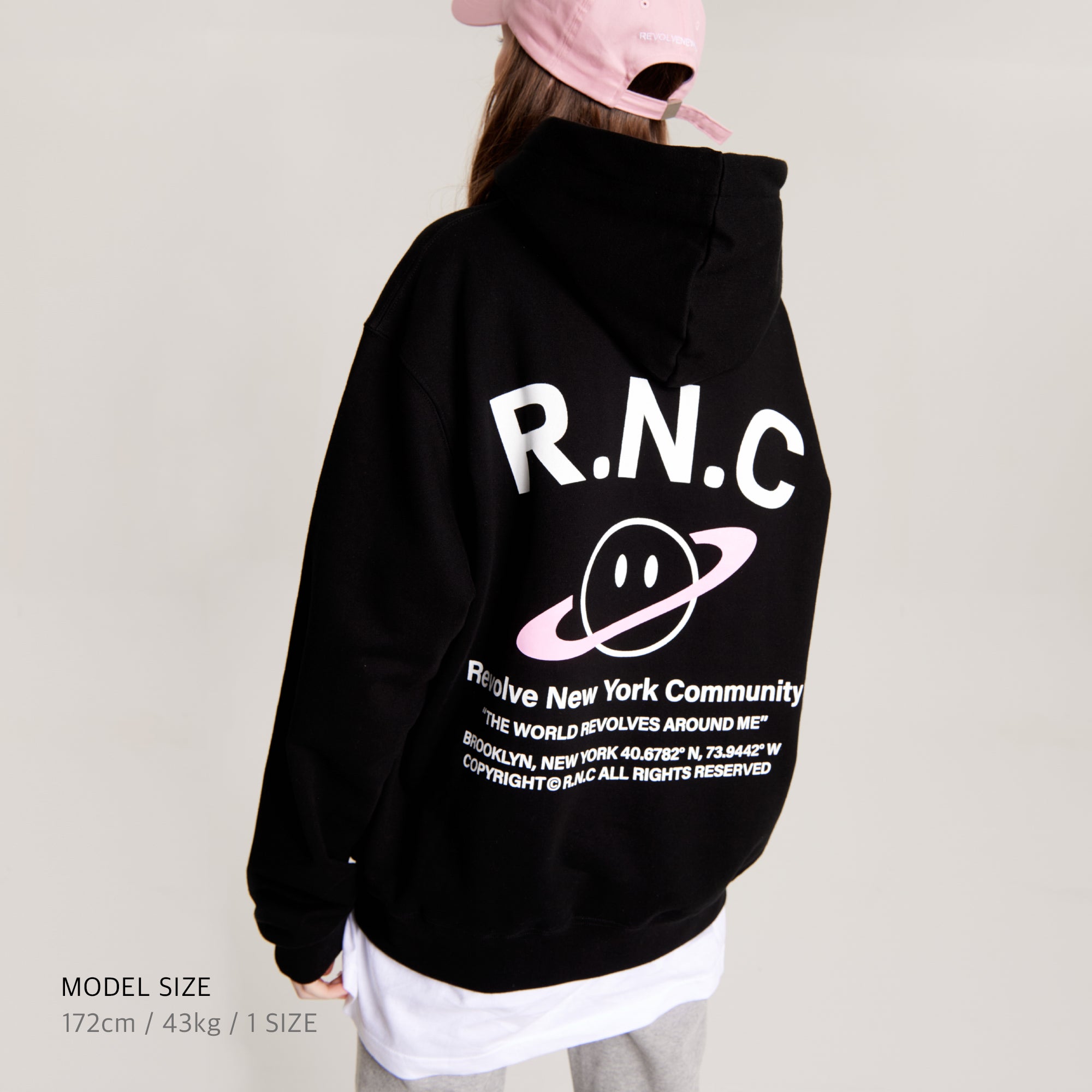 Over-sized Signature Hoodie with Pink Band
