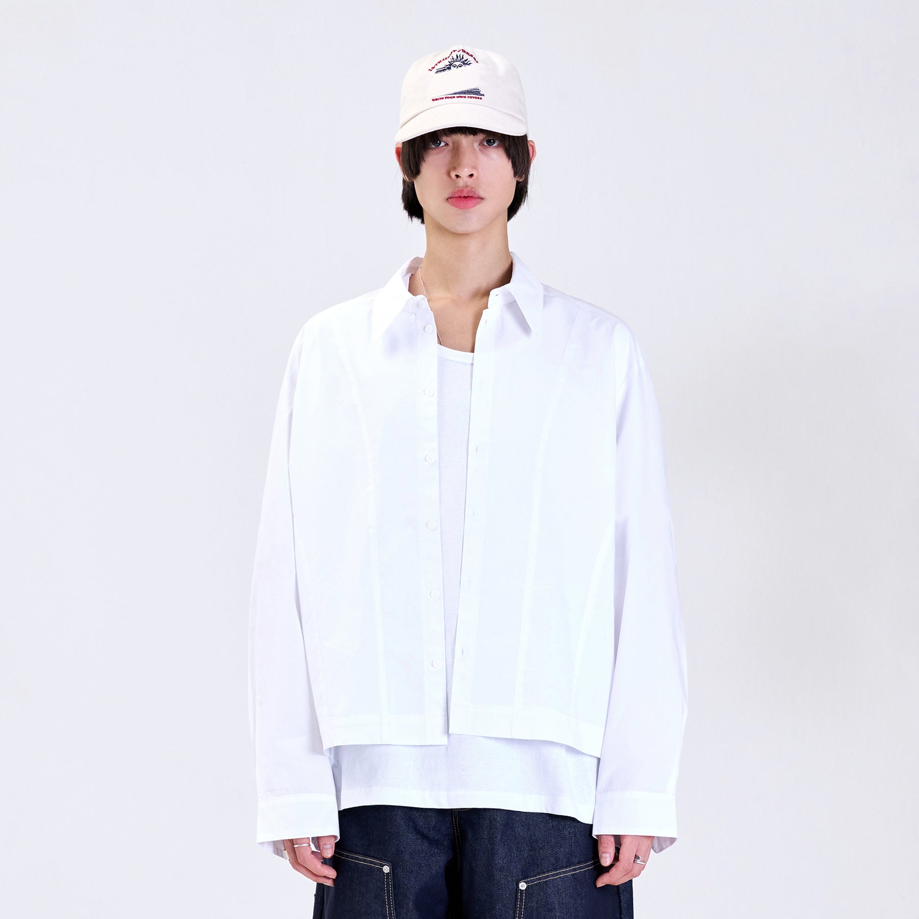 2 STITCH LINE SHIRT WHITE